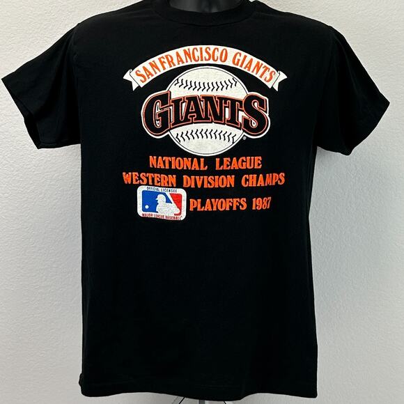 Vintage San Francisco SF Giants 1987 T Shirt Mens M Medium Black 80s Made In USA - Picture 2 of 6